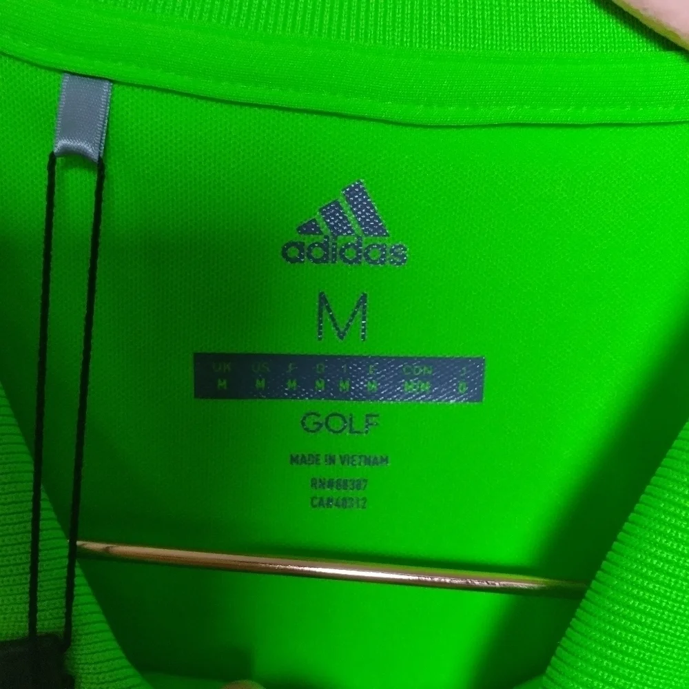 Adidas Golf Neon Green UPF 50 Performance Polo Shirt Size Medium New - Picture 8 of 9